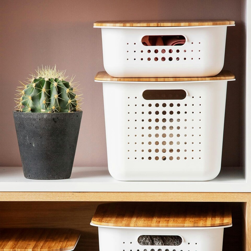 image 1 of SmartStore Lightweight & Durable Basket Recycled 10 Storage Box, 6L,White