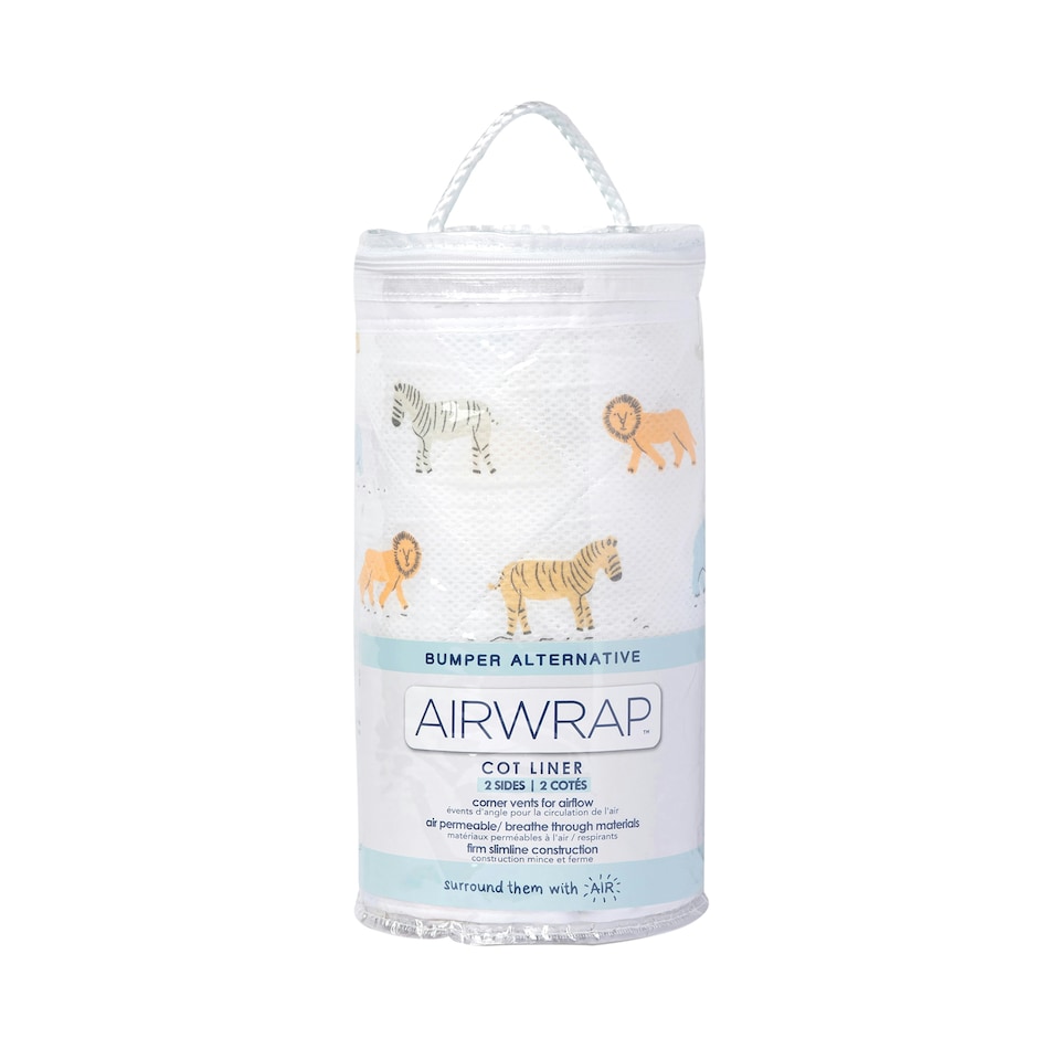 image 1 of Airwrap™ 2 Sided Cot Liner - Bumper Alternative, Safari March Multi