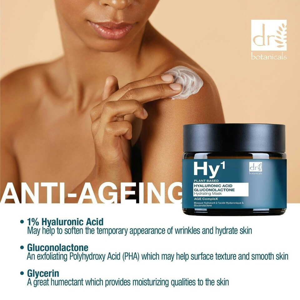 image 1 of Dr Botanicals Hyaluronic Acid 1% & Gluconolactone Mask 60ml