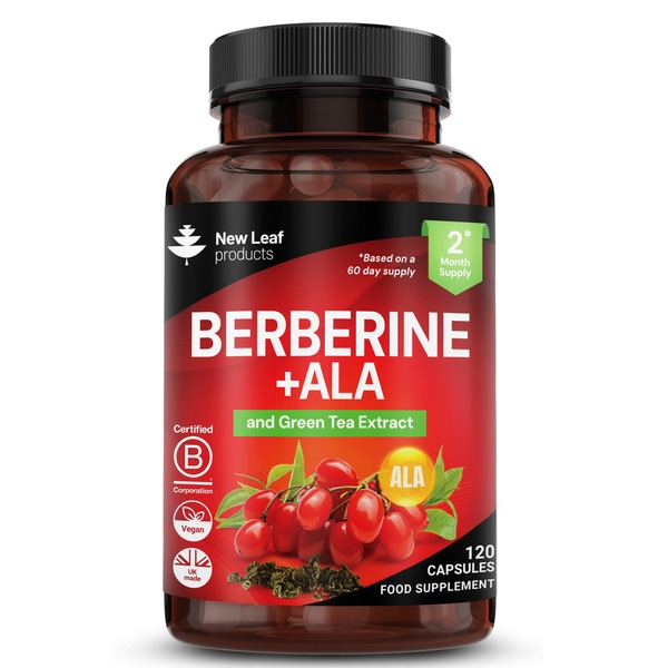 New Leaf Berberine & ALA Capsules - 120 Vegan Capsules With Green Tea Extract