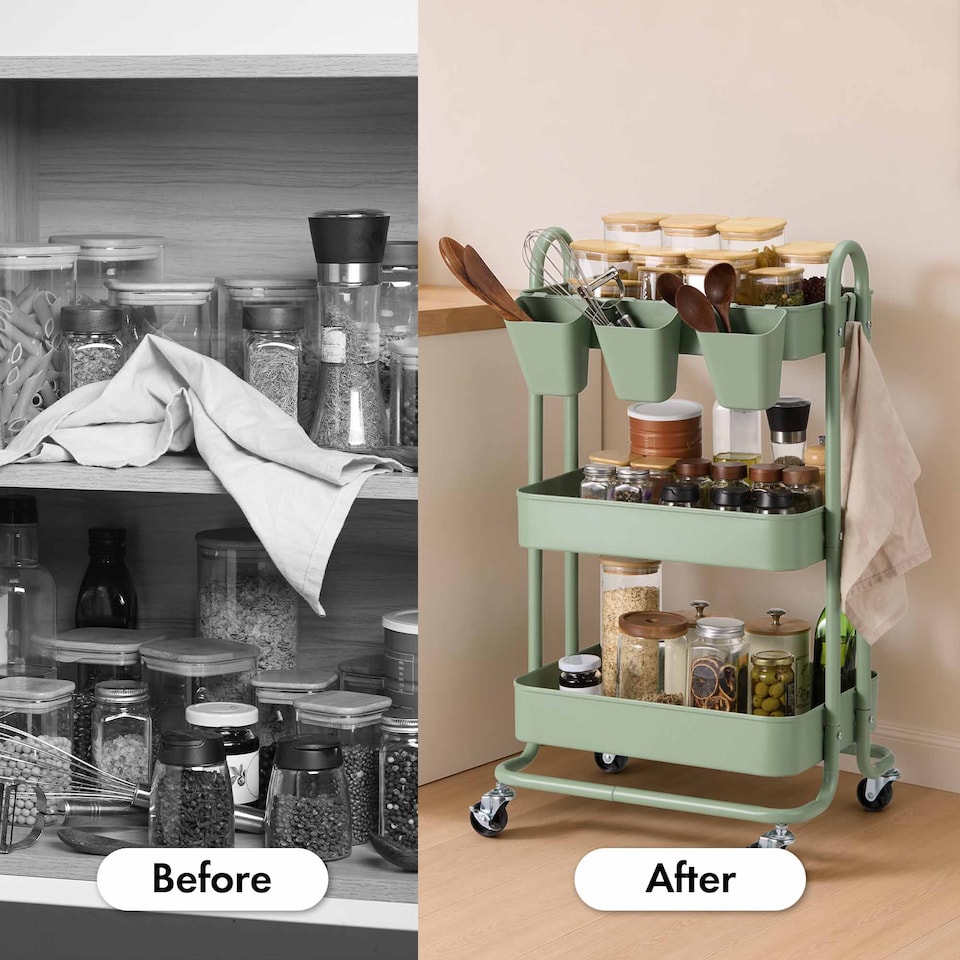 image 1 of Vonhaus Storage Trolley 3 Tier Bathroom & Kitchen Storage