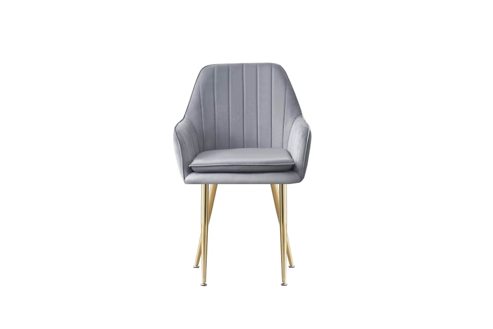 image 1 of MOF Set of 4 Dining chair Armchair with Armrest & Backrest Upholstered seat with Metal legs T05 | Grey