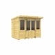 image 1 of 8ft x 7ft Pent Summer House - Wood - L214 x W243 x H201 cm | Brown