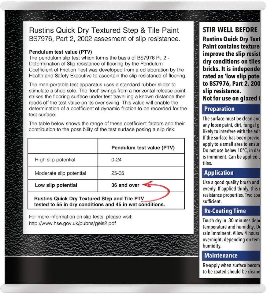 image 1 of Rustins Quick Dry Step and Tile Paint Black Textured 500ml | Black | 1