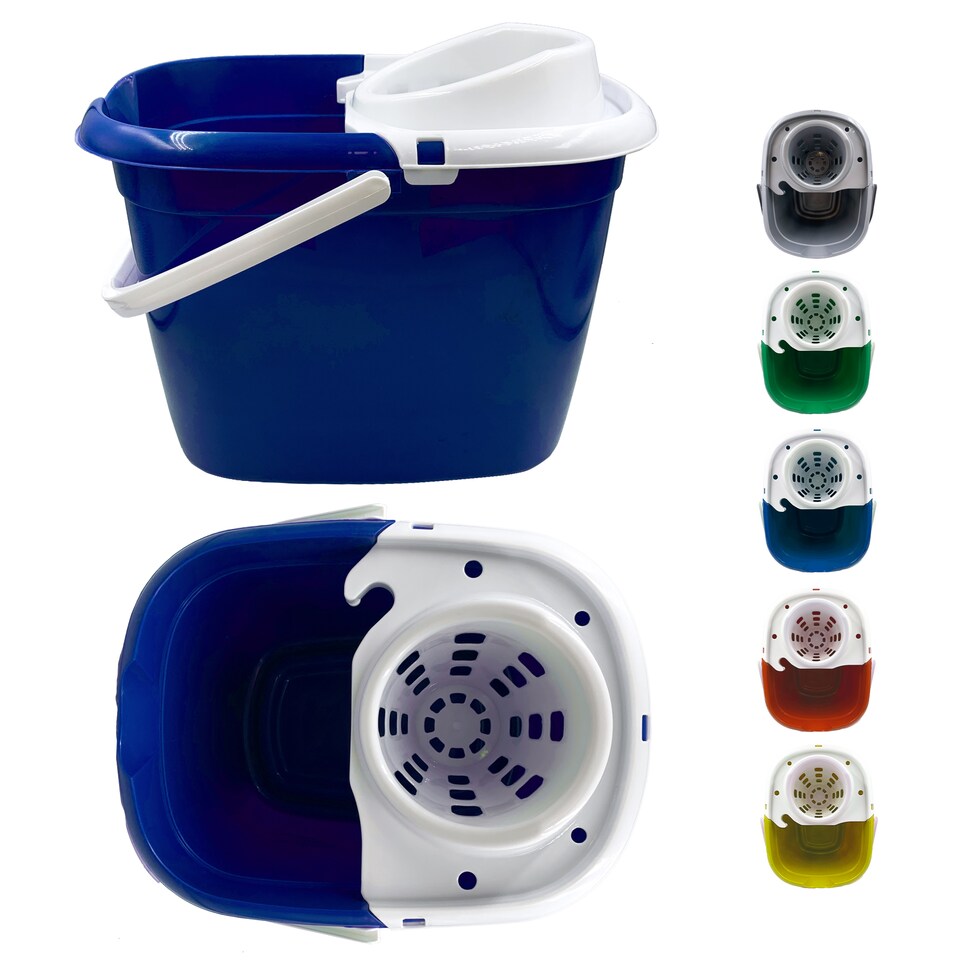 image 1 of Colour Coded Mop Bucket with Removable Wringer 12L Heavy Duty Plastic Cleaning Bucket for Home Kitchen and Catering