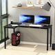 image 1 of HOMCOM L-Shaped Gaming Desk, Computer Corner Desk, Home Office Workstation with Cable Management, 145 x 81 x 76cm, Black, Left