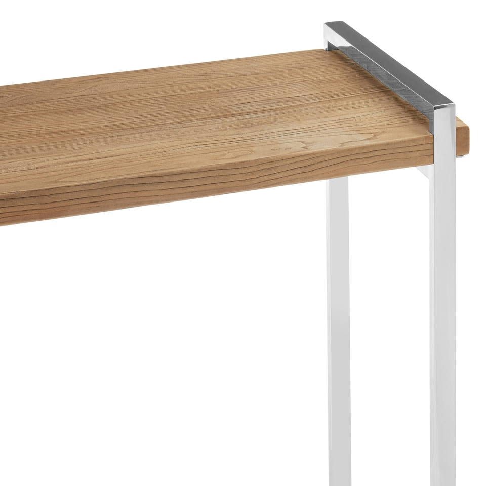 image 1 of Interiors by Premier Wooden Surface Console Table, Hallway Table, Stainless Steel Modern Console Table For Bedroom Brown
