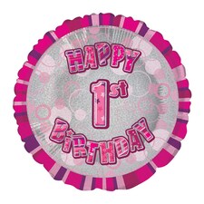 Unique Party 18 Inch Circle Pink Happy Birthday Foil Balloon - Pink - 4