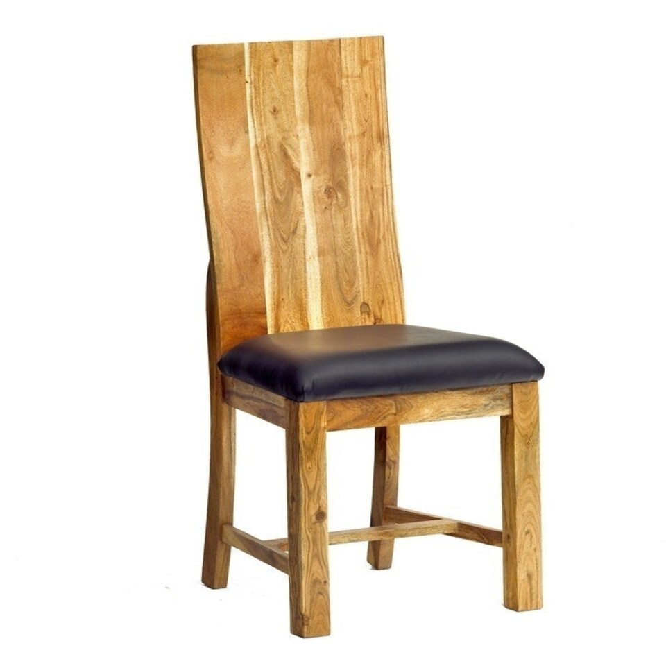 image 1 of Dining Chair Matching Metropolis Industrial (Set of 2) - Metal/Acacia Solid Wood - L50 x W46 x H105 cm | Brown