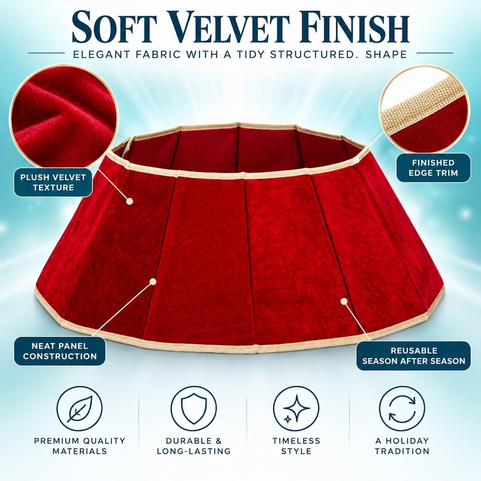 image 1 of 26.8 Inch Red Velvet Diamond Shape Christmas Tree Collar with Foldable Design
