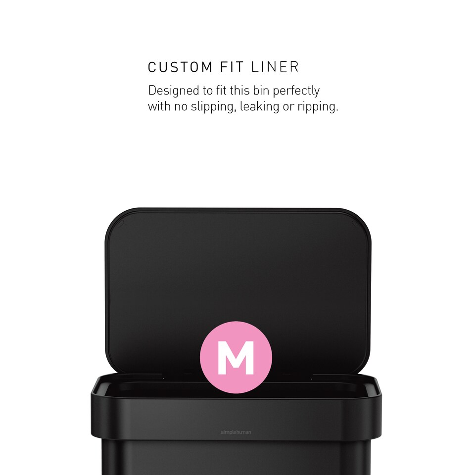 image 1 of Simplehuman 45L Rectangular Kitchen Pedal Bin with Liner Pocket, Matte Black Steel