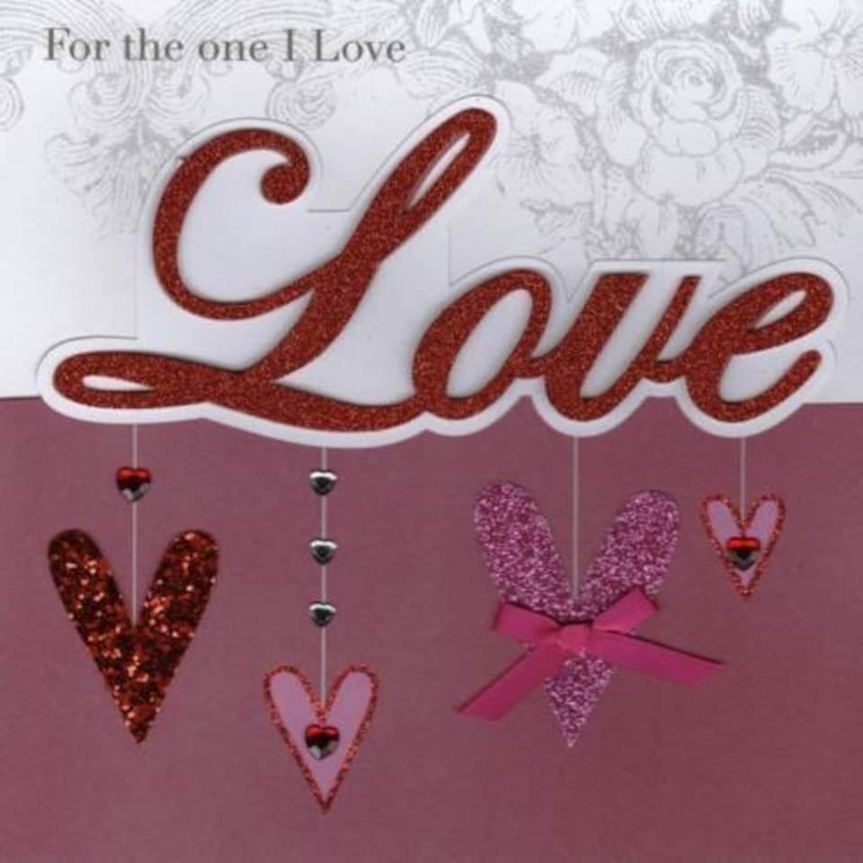 image 1 of Second Nature Collectable Keepsakes Valentine's Day Card with Love Lettering and Hearts