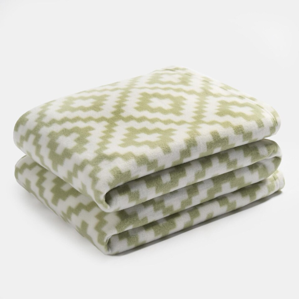 image 1 of OHS Geometic Grid Print Soft Polar Fleece Blanket Throw