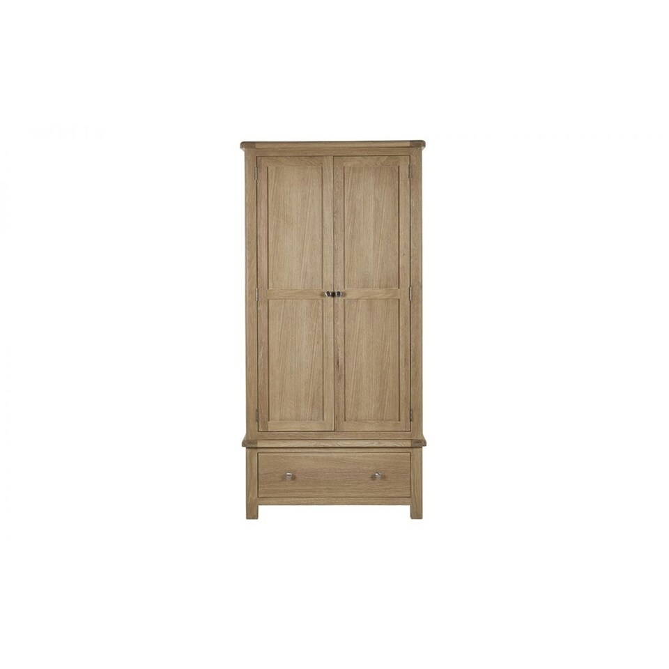 image 1 of Rustic Limed Oak 2 Door 1 Drawer Wardrobe