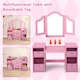 image 9 of COSTWAY Kids Vanity Desk & Chair 2 in 1 Toddler Makeup Pink