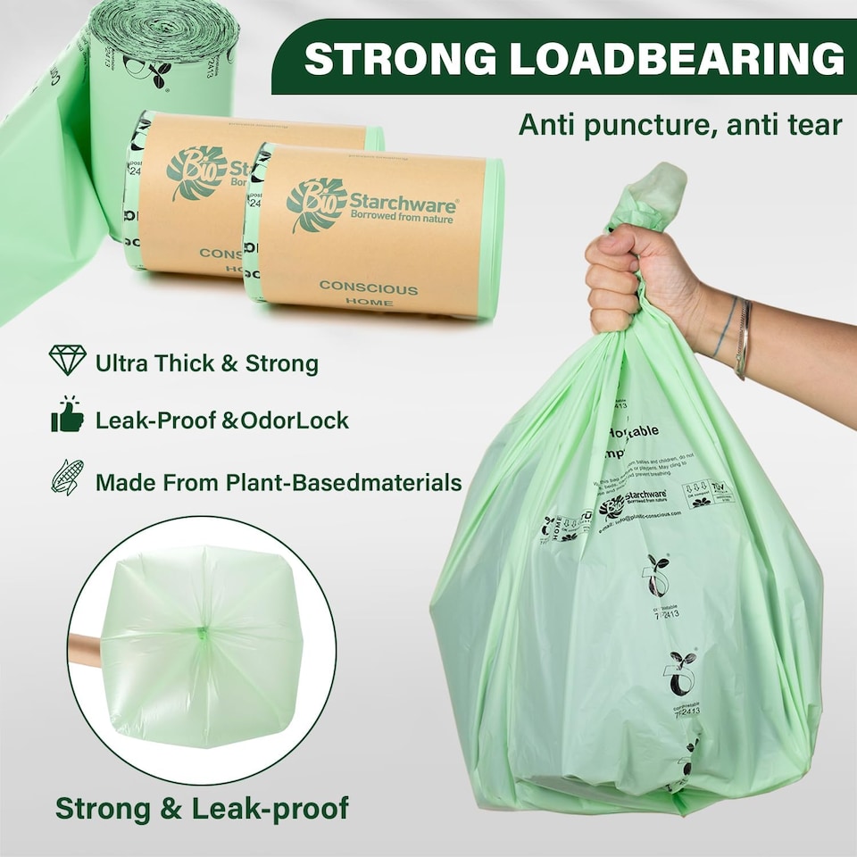 image 1 of ECONX 25 Litre X 200 Biodegradable Bin Liners Bags Food Waste Bags