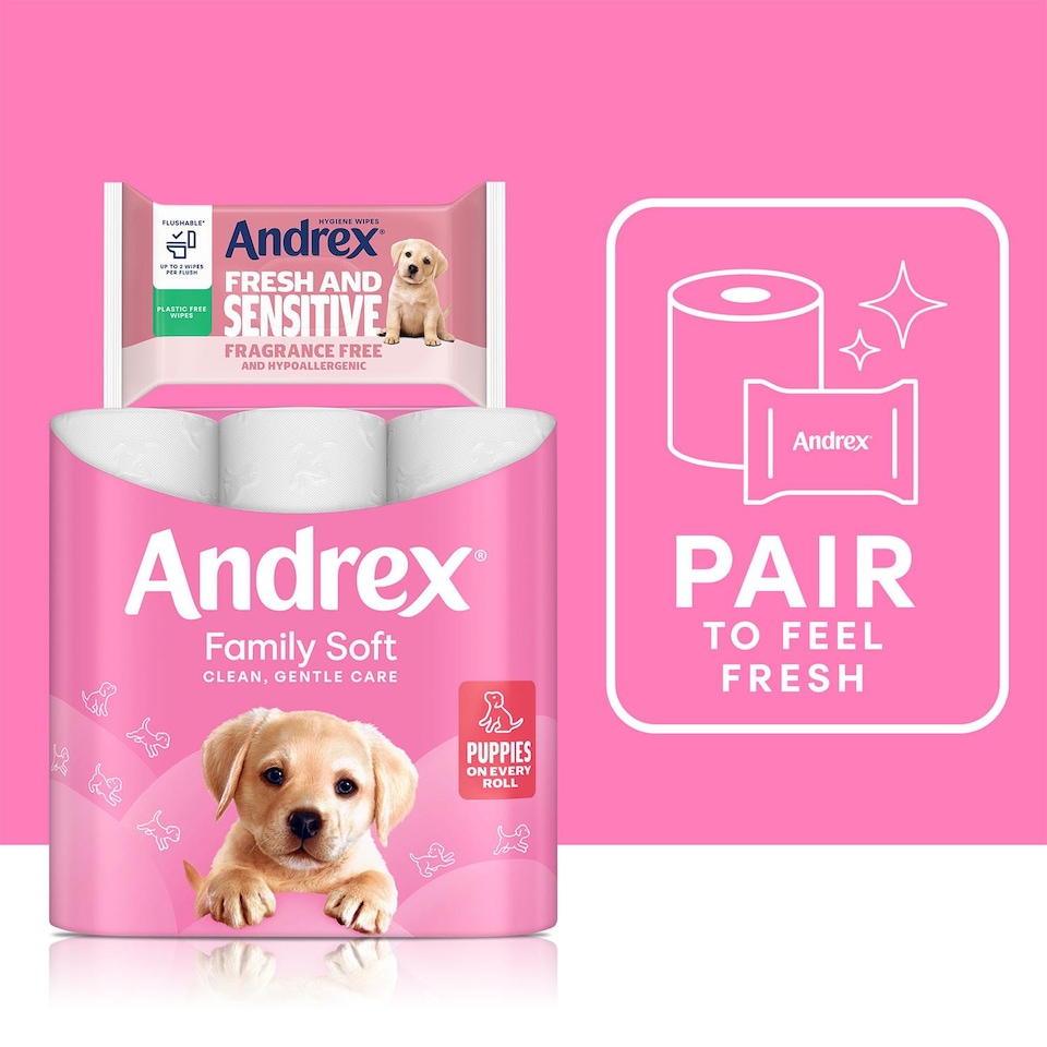 image 1 of Andrex Toilet Roll Gentle Clean Fragrance-Free 2 Ply Toilet Paper, 45 Rolls | White | 1 Pack | 1