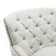 image 3 of Living and Home Classic Buttoned Back Linen Armchair - Off White