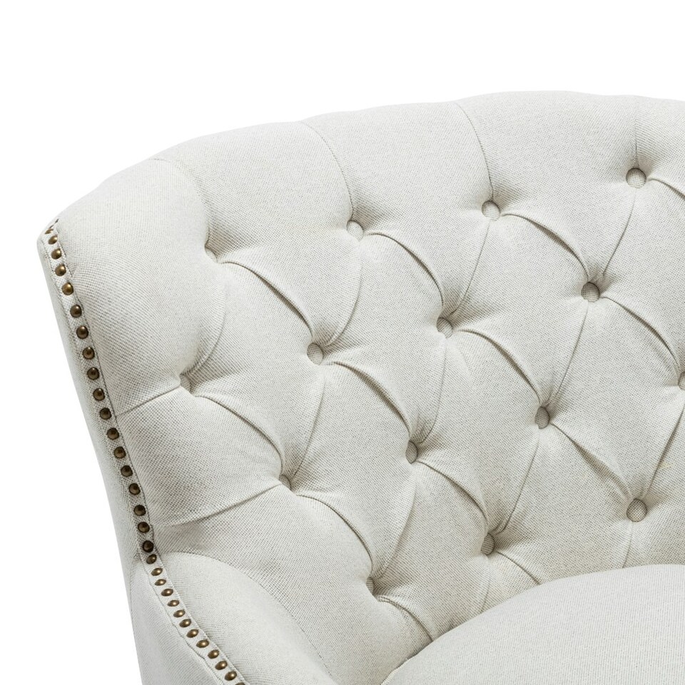 image 1 of Living and Home Classic Buttoned Back Linen Armchair - Off White