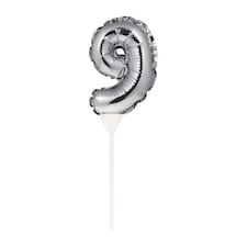 Creative Party 9 Mini Balloon Cake Topper - Silver - One Size