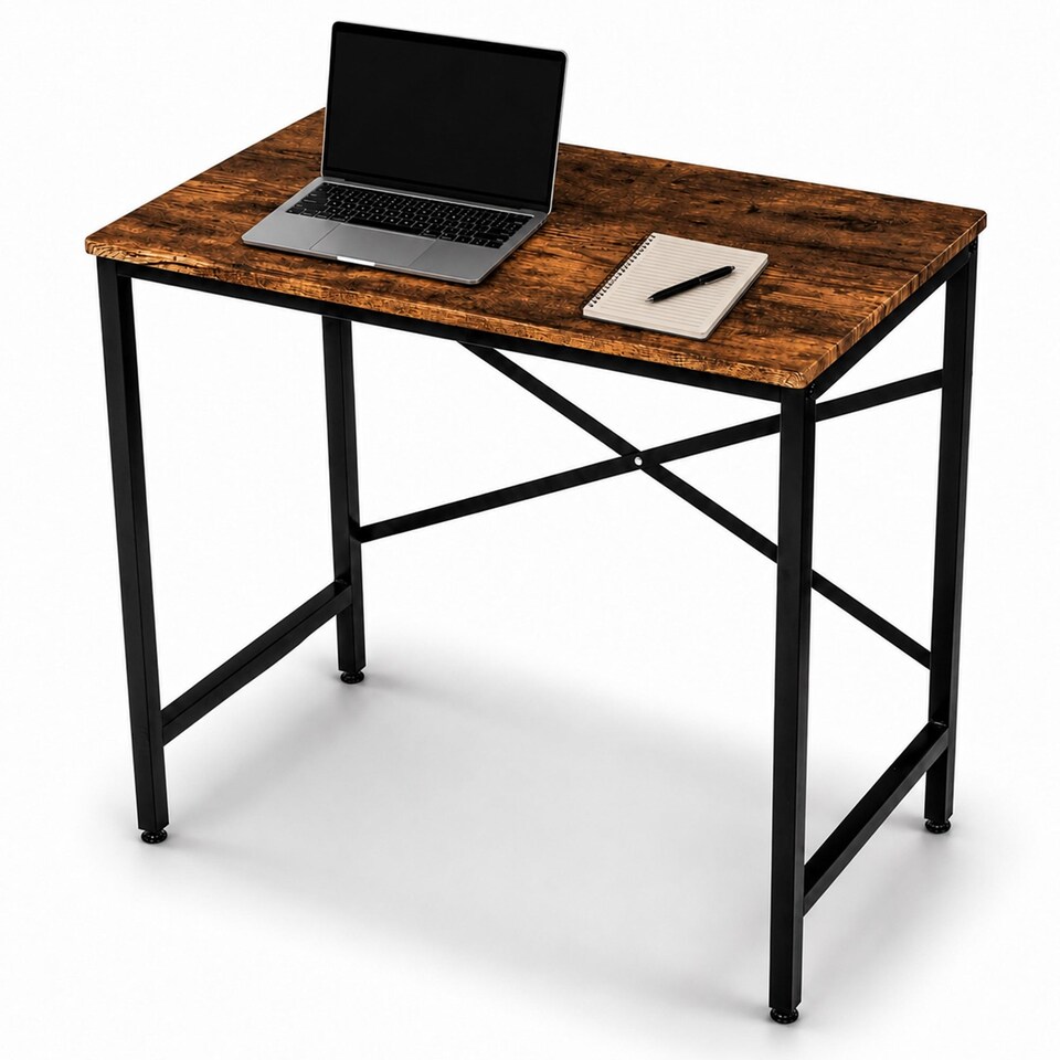 image 1 of 80cm Heavy Duty Industrial Writing Computer Desk Home Office Worktop Table | Brown
