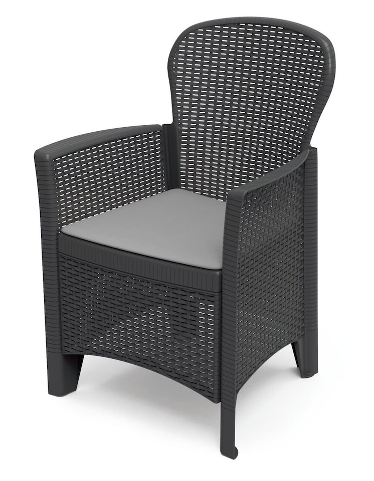 image 1 of Plastic Anthracite Garden Table Chair Set | Black | 3