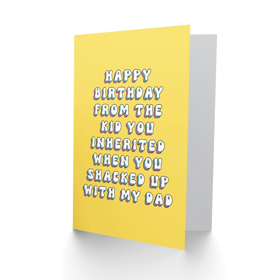 image 1 of Kid You Inherited Shacked Up Fun Joke Stepdad Funny Birthday Card