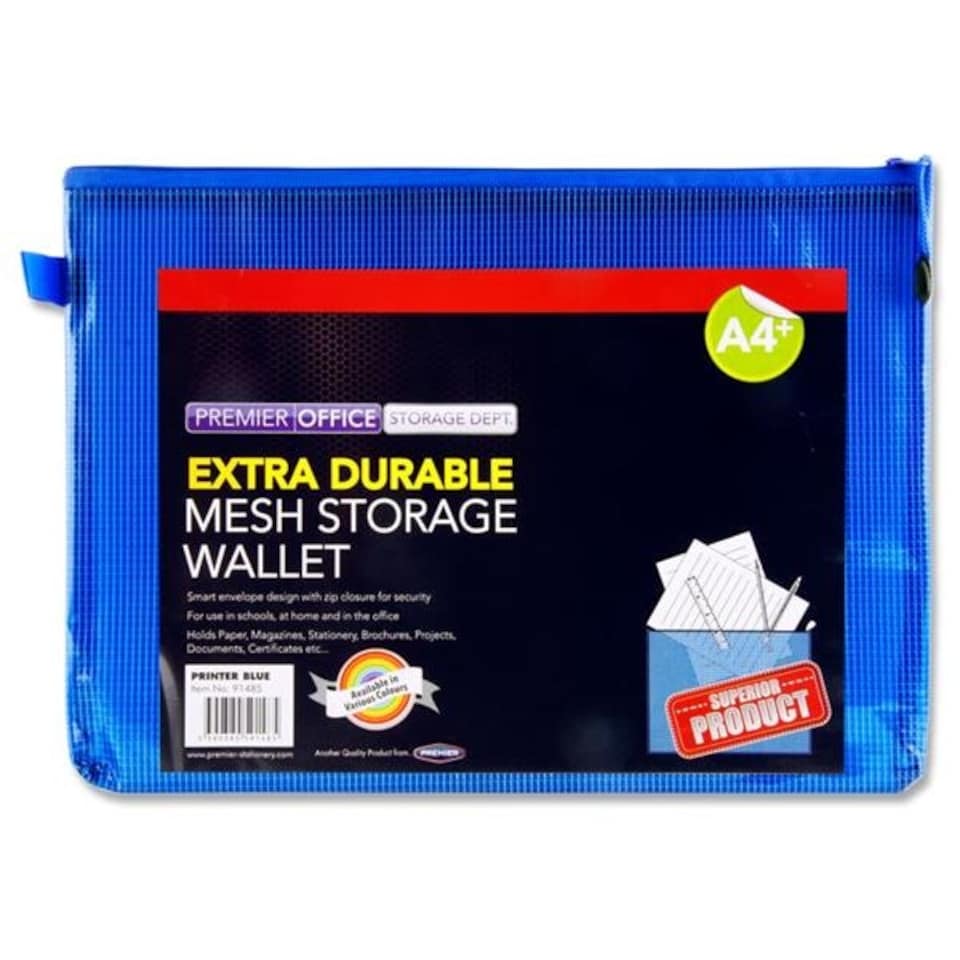 image 1 of A4+ Extra Durable Printer Blue Mesh Wallet by Premto