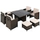 image 1 of Outsunny Rattan Dining Set Garden Furniture Cube Table Chair Stool