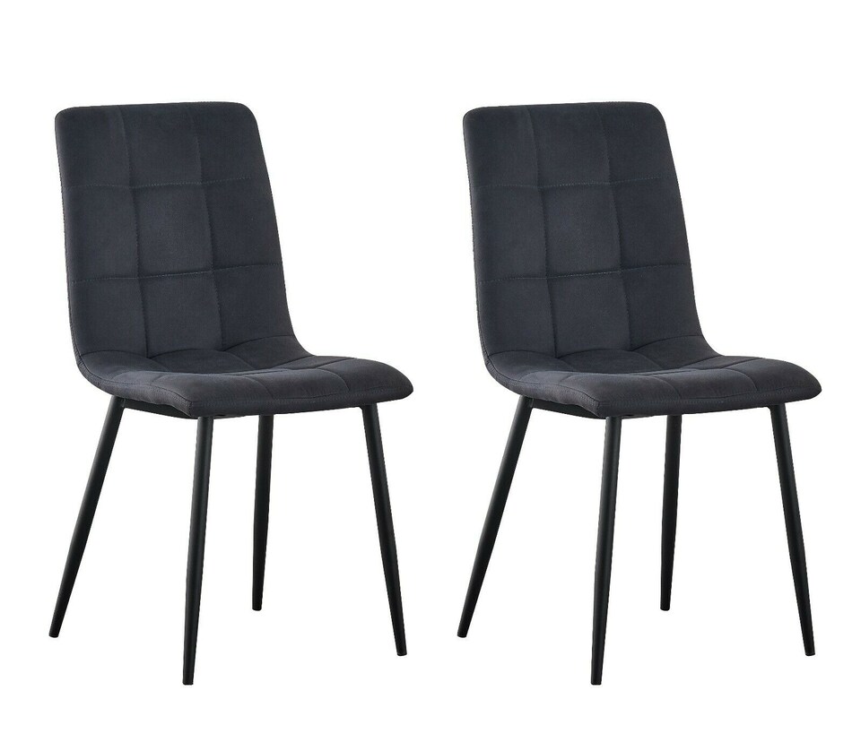 image 1 of Set of 2 Faux Suede Leather Dining Chairs Henri Black by MCC Direct