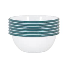Argon Tableware 16cm Coloured Enamel Bowls - Set of 6 - Lightweight Metal Camping Serving Bowls for Snacks, Pasta, Salad | Green | Green