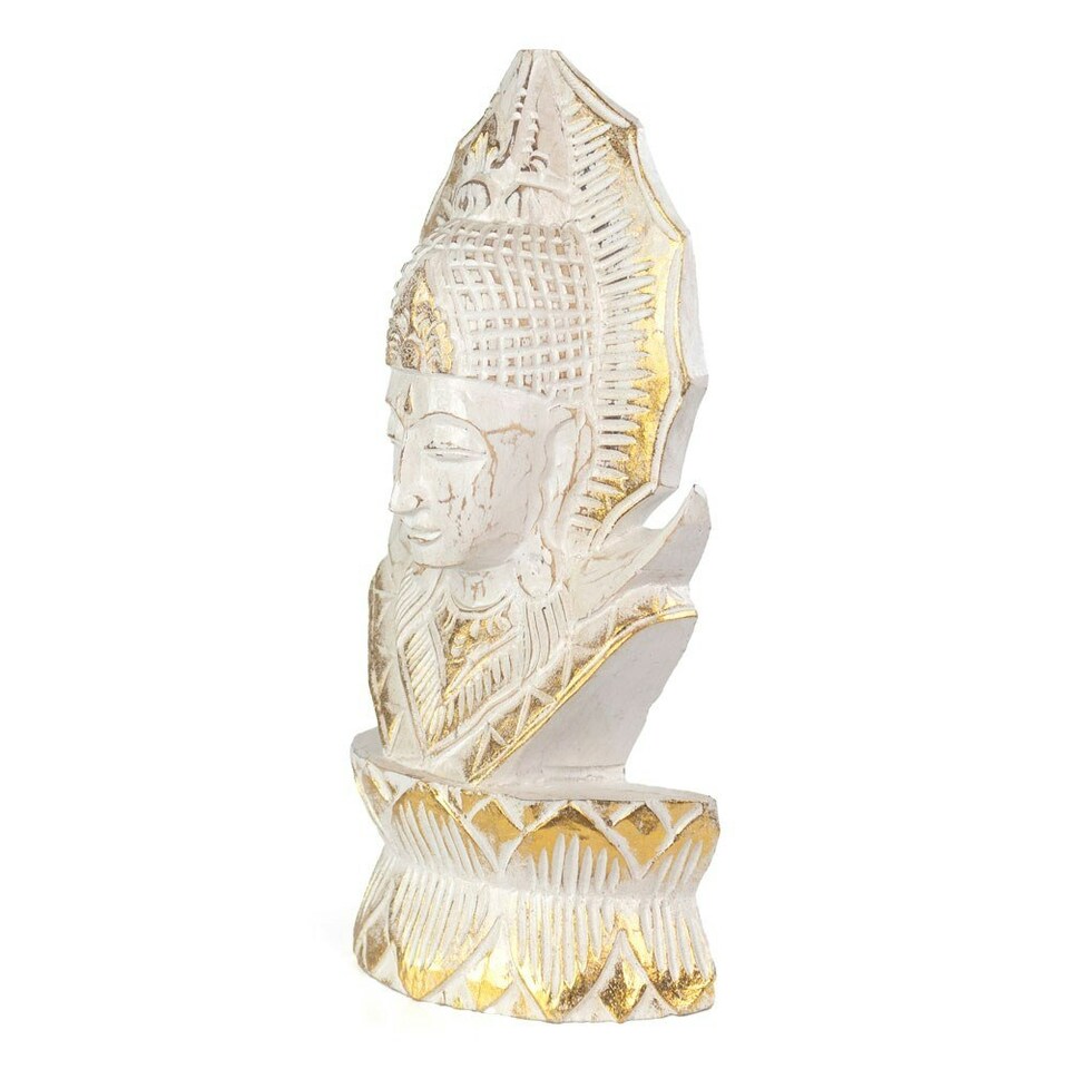 image 1 of Something Different White Washed Thai Buddha Ornament - White/Gold - One Size