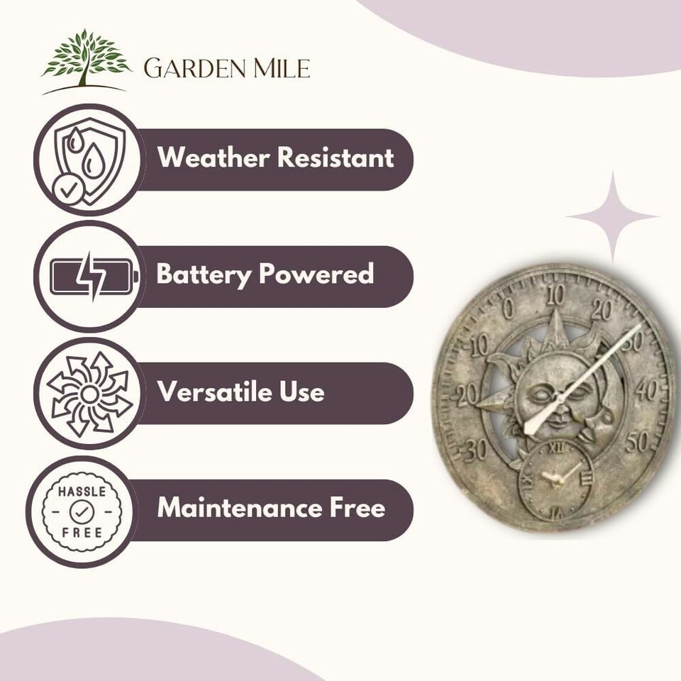 image 1 of Marco Paul 30cm Sun and Moon Wall Clock Bronze