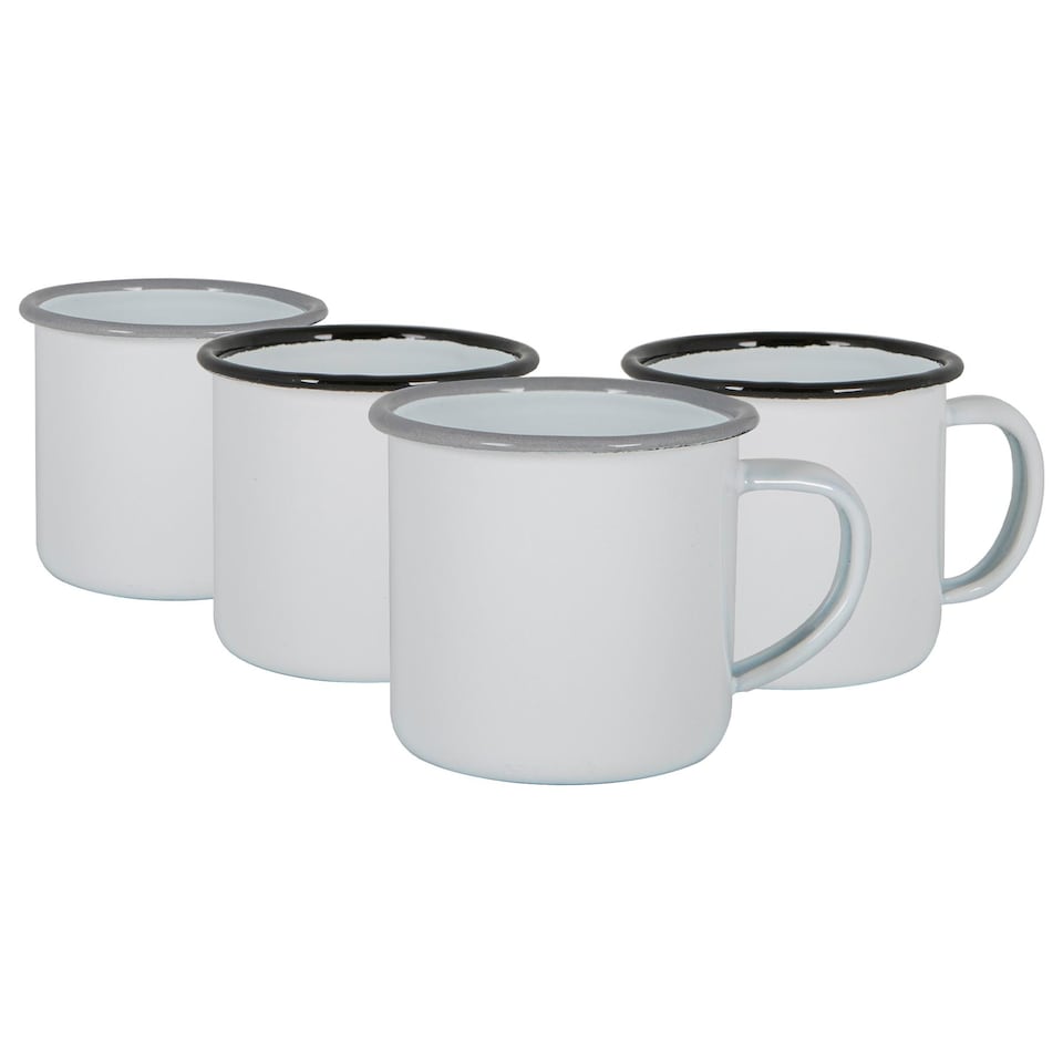 image 1 of Argon Tableware White Enamel Espresso Cups - 130ml - Black/Grey | Multi | Black/Grey
