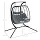 image 7 of Outsunny PE Hanging Swing Chair w/ Thick Cushion, Patio Hanging Chair, Black