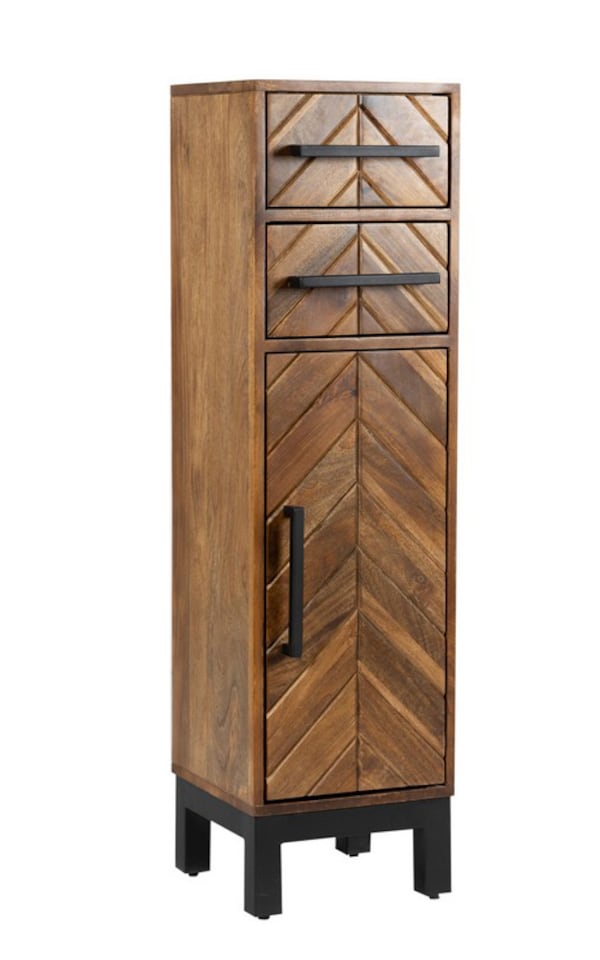 image 1 of Parquet 1 Door 2 Drawer Cabinet - Mango Wood/Iron - L30 x W30 x H110 cm - PP Finish