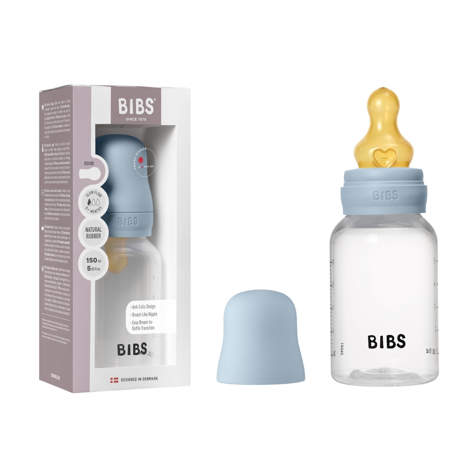 image 1 of BIBS BPA-Free PP 150ml Baby Bottle Latex 1 Pack Slow Flow Baby Blue | Blue | S