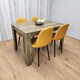 image 6 of Dining Table and 4 Chairs Rustic Effect Table with 4 Mustard Gem Patterned Chairs Brown