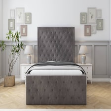 Sloomy Vienna Slate Naples Bed Frame With Mattress With 50" Upholstered Headboard 2'6 Small Single