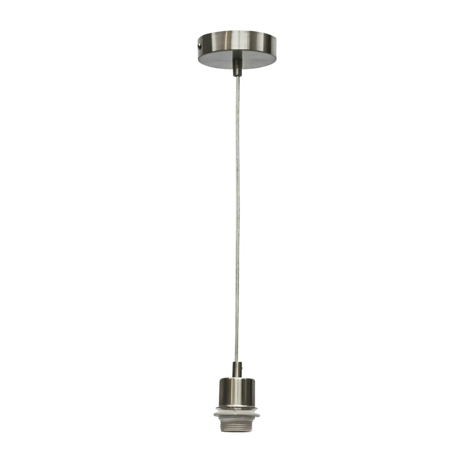 image 1 of First Choice Lighting Set of 2 Carss Satin Nickel Ceiling Pendant Flex Suspension Kits for Easy Fit Shades Silver