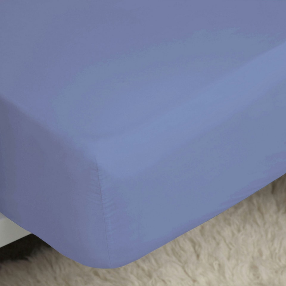Belledorm Easycare Percale Fitted Sheet - Sky Blue - Kingsize
