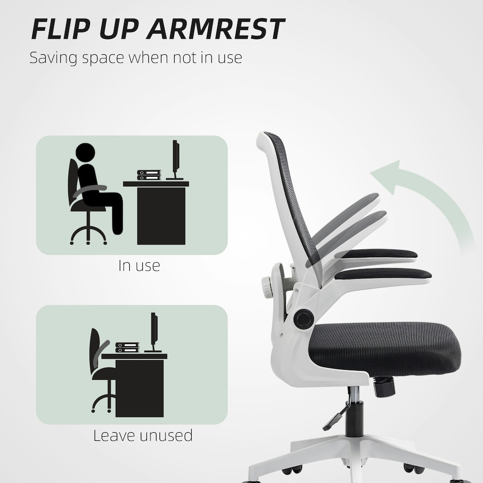 image 1 of HOMCOM Mesh Desk Chair with Tilt Function, Lumbar Support Black