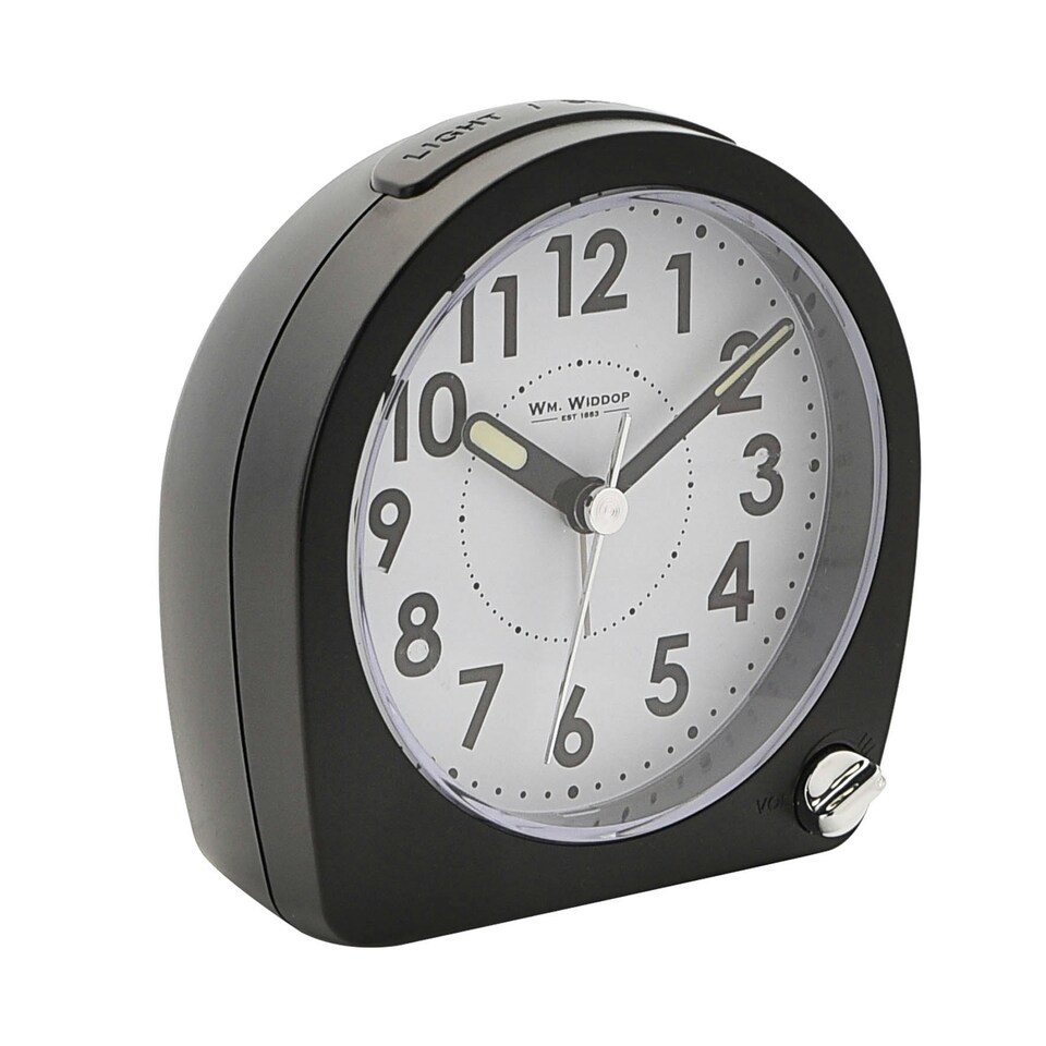 image 1 of Hometime Round Alarm Clock Light, Snooze, Sweep - Black Black