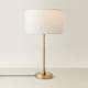 image 4 of ValueLights Maeve White Fabric Drum Lamp Shade Brushed Gold Bobbin Bobble Table Lamp | Gold