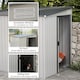image 3 of Outsunny 7 x 5FT Galvanised Metal Garden Shed with Foundation, Lean to Shed, Tool Storage House with Sliding Doors, 2 Vents, Adjustable Shelves and Hooks, White