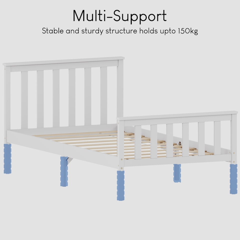 image 1 of Vida Designs Milan 3ft Single Bed Wood Frame, High Foot End, White, 90 x 190cm