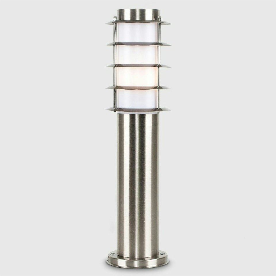 image 1 of ValueLights Wharf Bollard Pair of Silver Outdoor Bollard Light 450mm