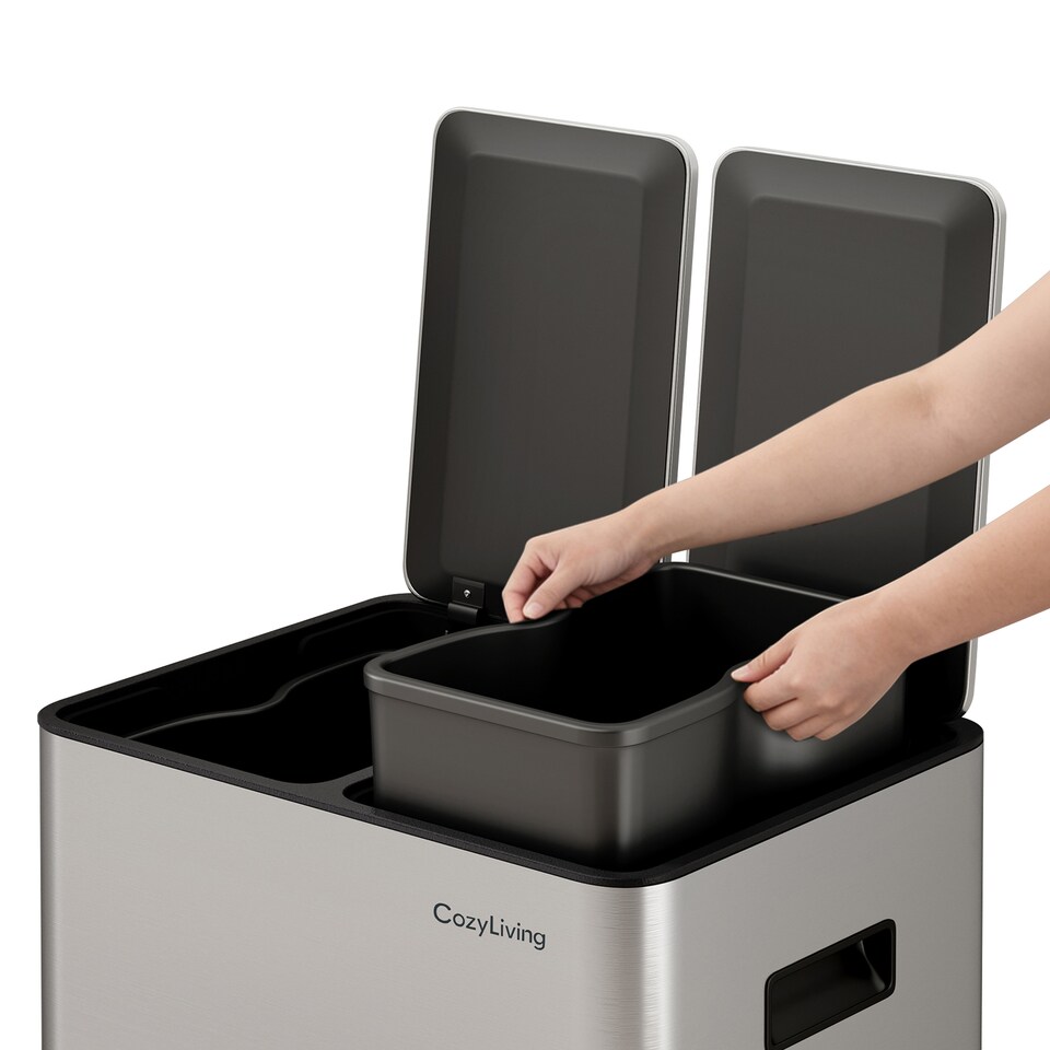 image 1 of 60L Dual Pedal Bin Recycling and General Waste Kitchen Bin (2x30L)