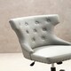 image 4 of Interiors by Premier Grey Leather‑Effect Home Office Chair, Emerald‑Button Tufted Wingback Seat, Height‑Adjustable Swivel Chair Grey