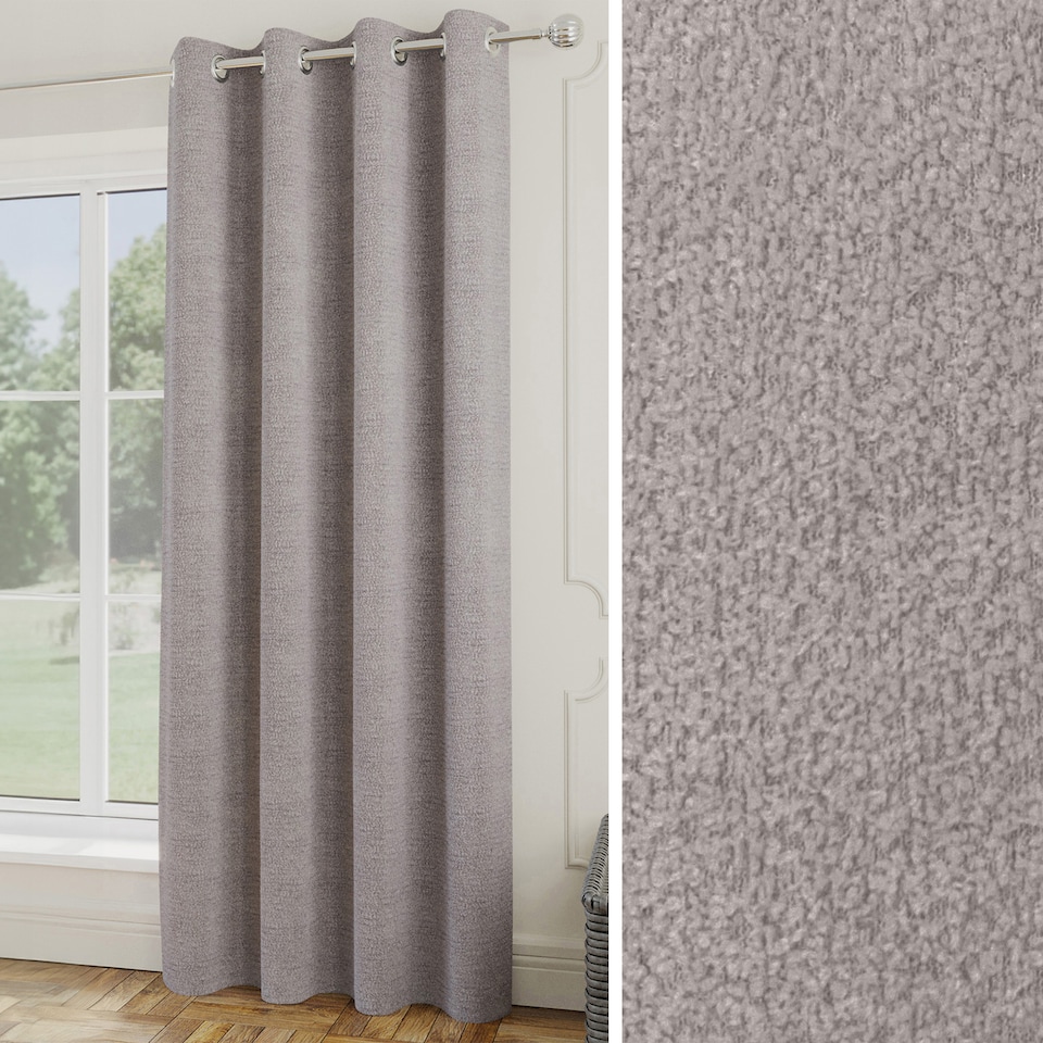 image 1 of Enhanced Living Royale Silver Room Darkening Boucle Readymade Door Curtain (SINGLE) - 66 x 84 inch (168x214cm) | Silver | Silver | 1